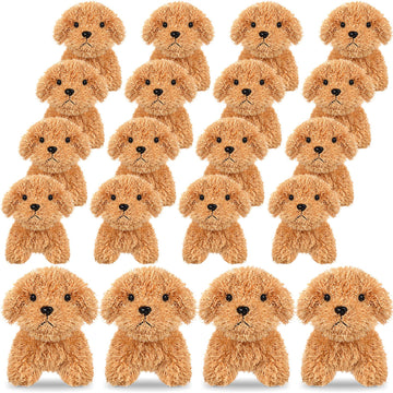 Sosation 20 Pcs Mini Plush Stuffed Puppy Bulk Easter Party Favor Gift Dog Party Gift Toy Soft Plush Dog For Kids Graduation Goodie Bag Fillers Baby Shower Birthday Carnival Prize(Light Brown)