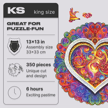 UNIDRAGON King Size Wooden Puzzle - Mandala Conscious Love 13x13 in - Brain Teaser for Adults & Kids - Beautiful Gift Package
