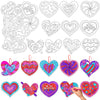 JAPBOR Valentine Heart Coloring Crafts - 83PCS Valentines Day Colour Cards Kits for Kids, Color Your Own Hearts Hanging Ornamen