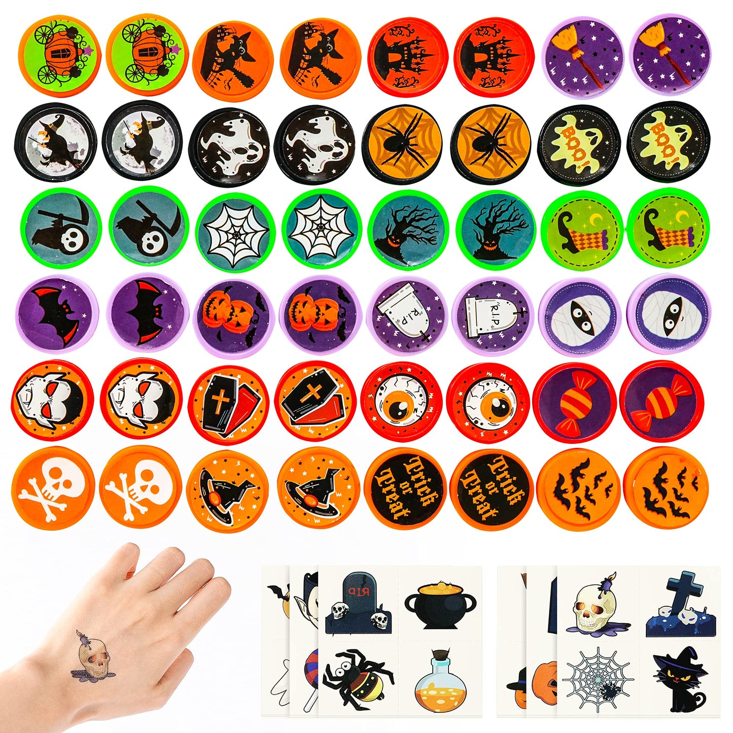 Max Fun 192Pcs Halloween Party Favors Toys Halloween Stamps Halloween Stickers For Kids Halloween Party Supplies, Goodies Bags, Classroom Game Reward Prizes(Halloween)