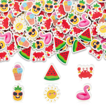Yopyame Summer Mini Erasers Bulk - 60Pcs Ice Cream Watermelon Flamingo Tiny Erasers For Kids Assorted Novelty Pencil Erasers Puz