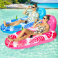 FindUWill Pool Floats mature-themed - 2 Pack Oversized Pool Chairs  Tanning Pool Lounger  Inflatable Pool Float Lounge with Cup  Phone Holder  Backrest  Footrest (Blue&Red)
