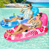 FindUWill Pool Floats mature-themed - 2 Pack Oversized Pool Chairs  Tanning Pool Lounger  Inflatable Pool Float Lounge with Cup  Phone Holder  Backrest  Footrest (Blue&Red)