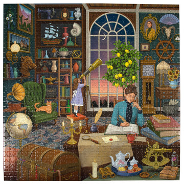 eeBoo Piece & Love: Alchemist's Library - 1000 Piece Puzzle - mature-themed Square Jigsaw  23x23  Includes Image Reference Insert  Glossy Pieces