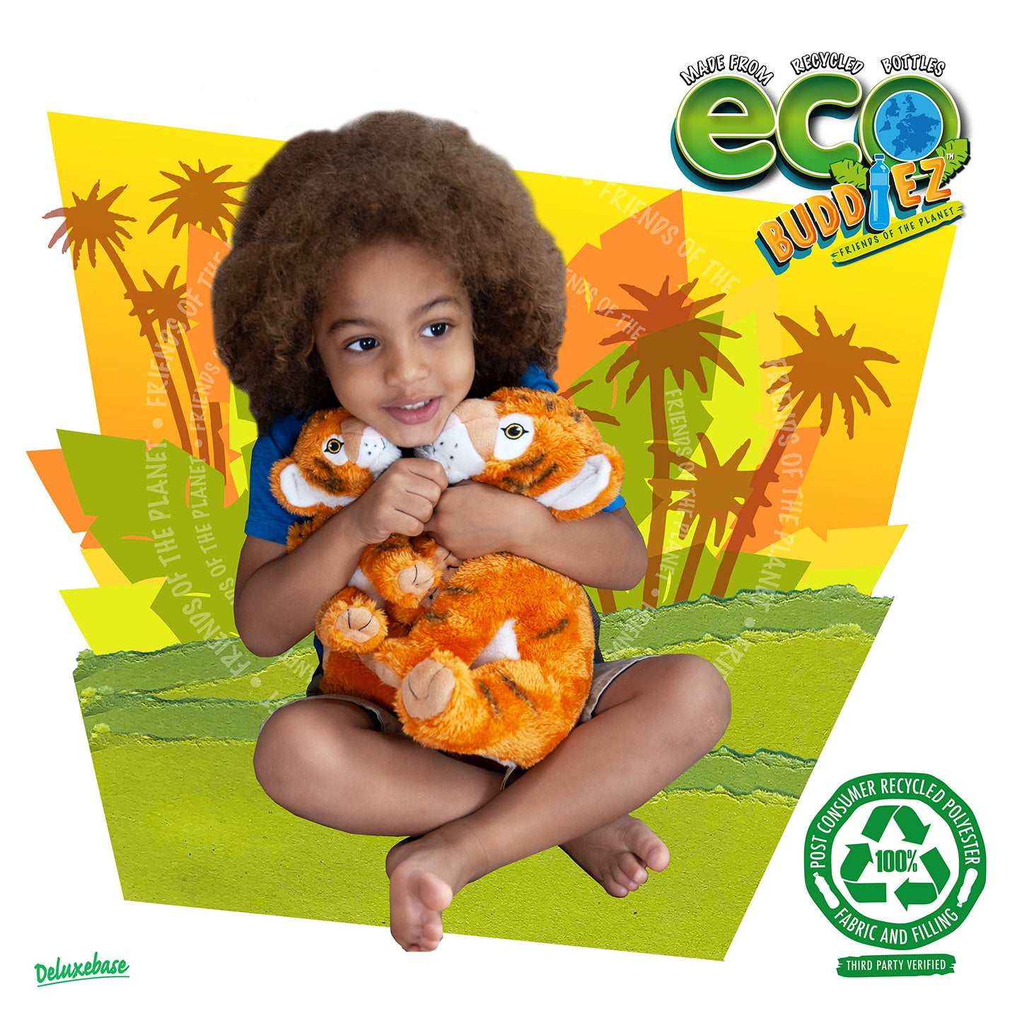Ecobuddiez - Tiger From Deluxebase. 12 Inch Tiger Plush Toy. Eco Friendly Child Safe Tiger Stuffed Animal Made From Recycled Plastic Bottles.