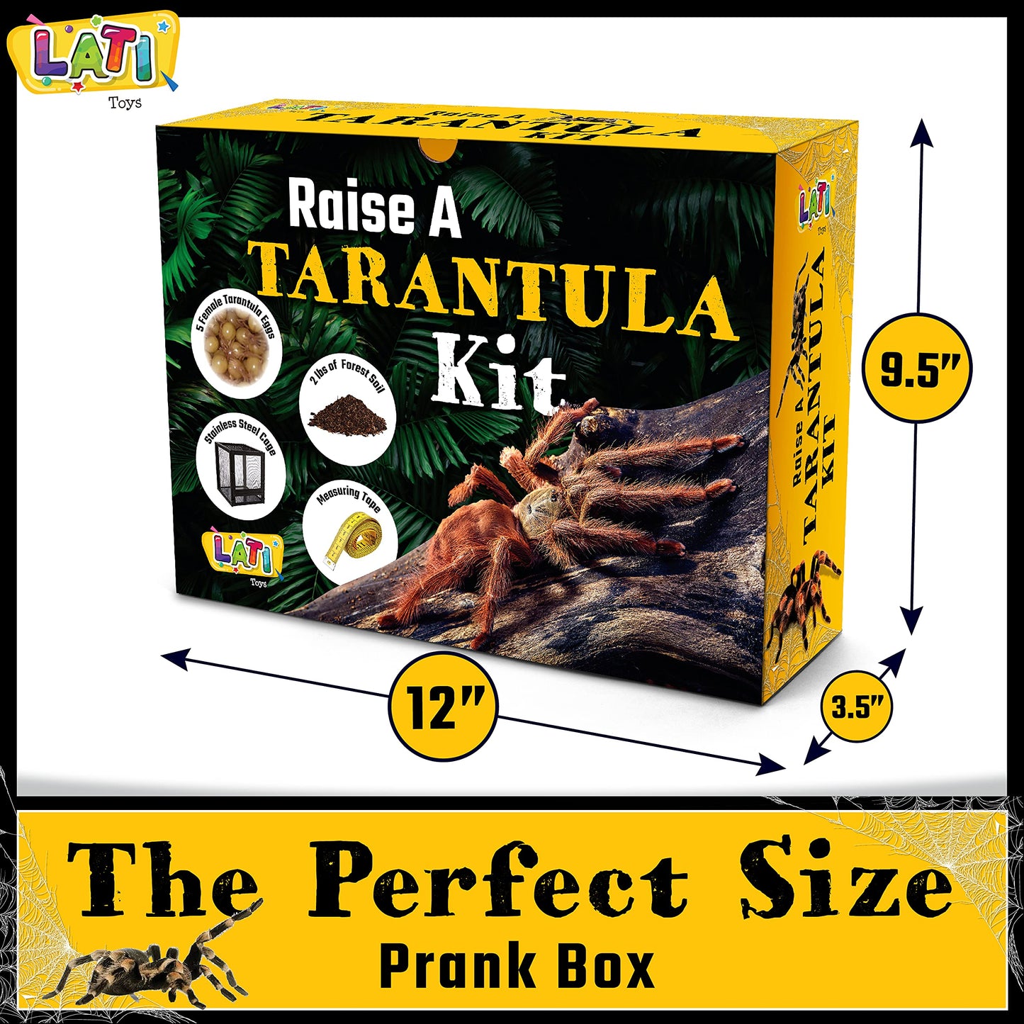 LATI TOYS Prank Tarantula Raise - Wrap Your Real Gift in a Prank Funny Gag Joke Gift Box ; Awesome Novelty Gift Box for Any mature-themed or Kid! Gag Party Funny Silly Joke Gift  No Contents Added