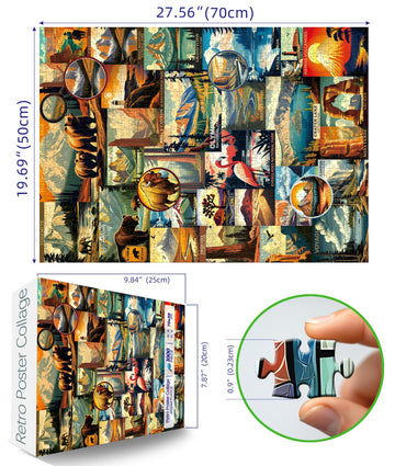 Blueforest National Parks Vintage Poster Puzzle 1000 Pieces - Featuring Zion, Yellowstone & Yosemite, Landscape Jigsaw For Adult