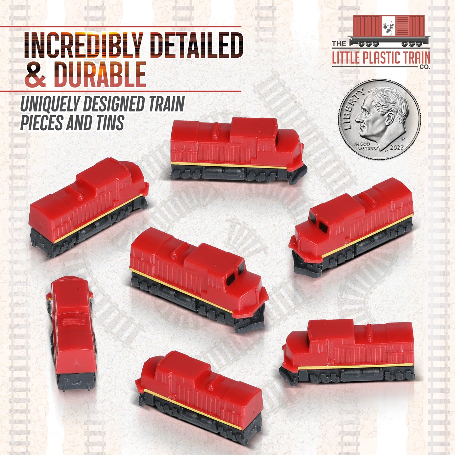 The Little Plastic Train Co. Sunset Deluxe Board Game Train Set - Red Miniatures for Ticket to Ride, Model LPX 1005