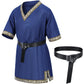 Kids Medieval Costume Boys Viking Tunic Knight Warrior Renaissance Shirts With Belt 8-10 Years Blue