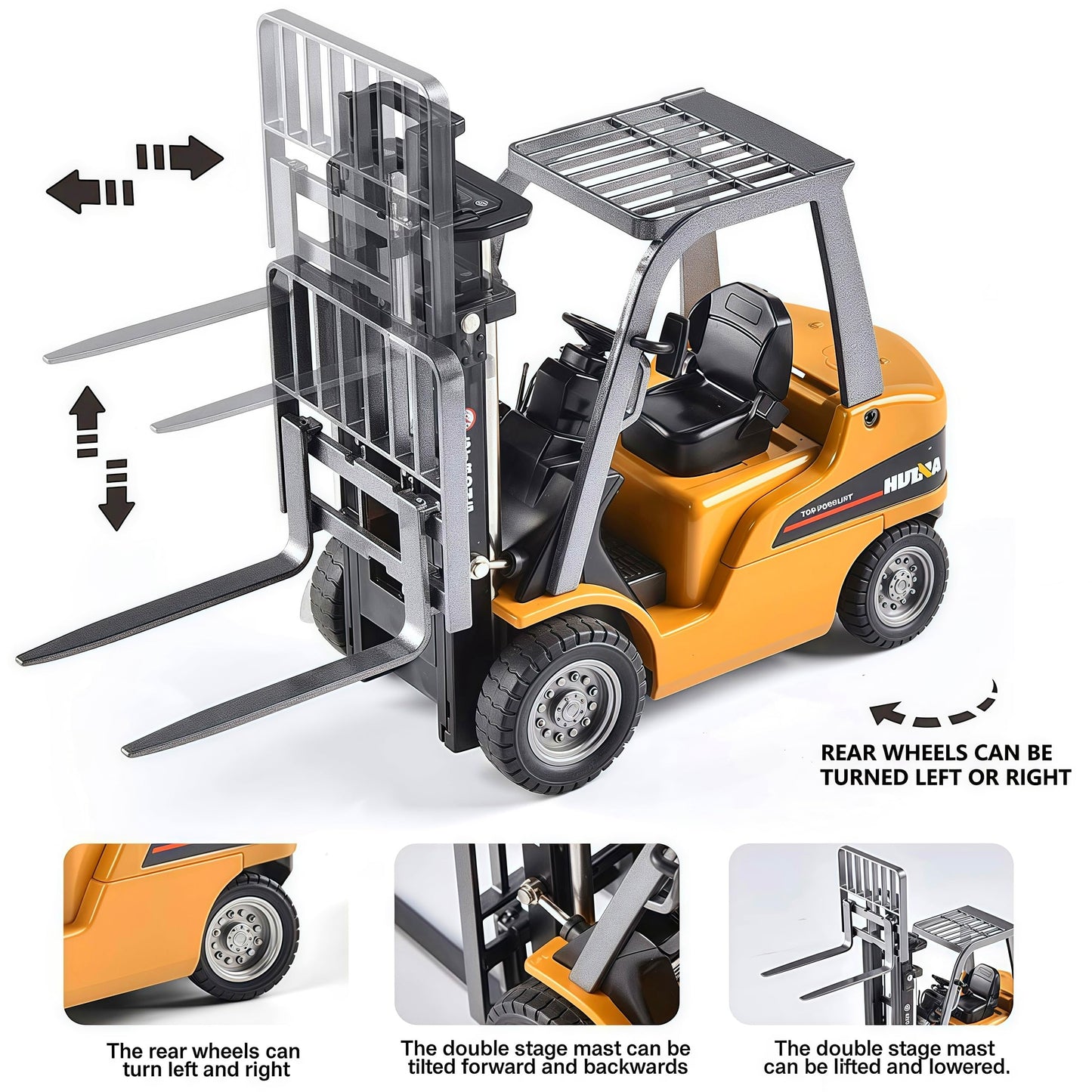 Forklift Truck Toy With Moveable Joint, 1:50 Scale Diecast Warehouse Lifting Vehicle For Kids, Forklift Toy, Alloy Fork Truck Mo