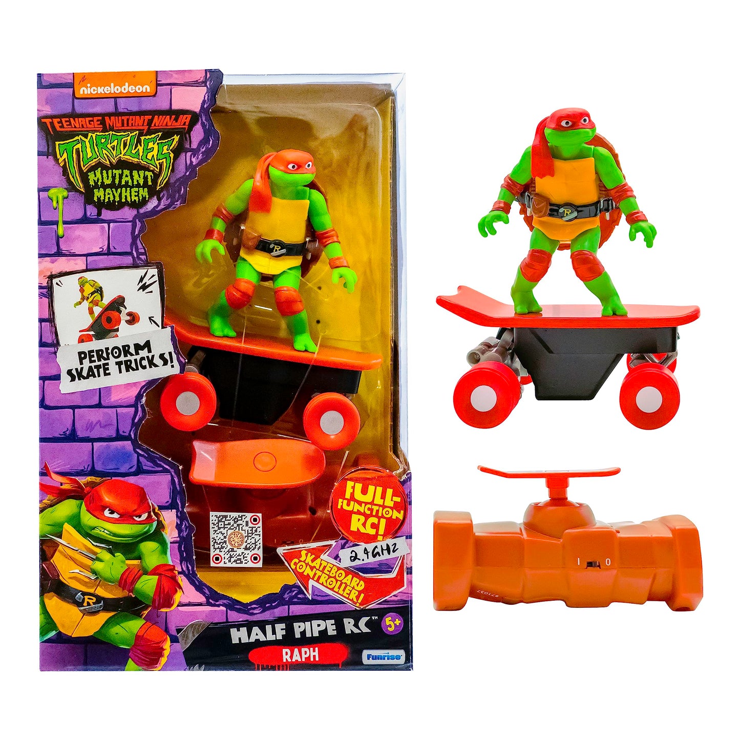 Teenage Mutant Ninja Turtles Raphael Half Pipe RC Vehicle Movie Edition Ages 5+ - Skate + Performs Tricks - 2.4GHz RC Controller