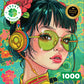 Lucky Puzzles - Doodlefly Enigma 1000 Piece Jigsaw Puzzle for Adults | Cyberpunk Art Puzzle with Vibrant Lime and Pistachio Colo