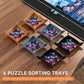 Lwoeo Jigsaw Puzzle Mat Roll Up, Black 48.4” X 30.7” Smooth Top Saver Pad Up To 2000 Pieces,Large Puzzel Matt Rollup With 6 Sorting Trays & 1 Storage Bag For Sorting Table, Board, Frame Puzzles Mats
