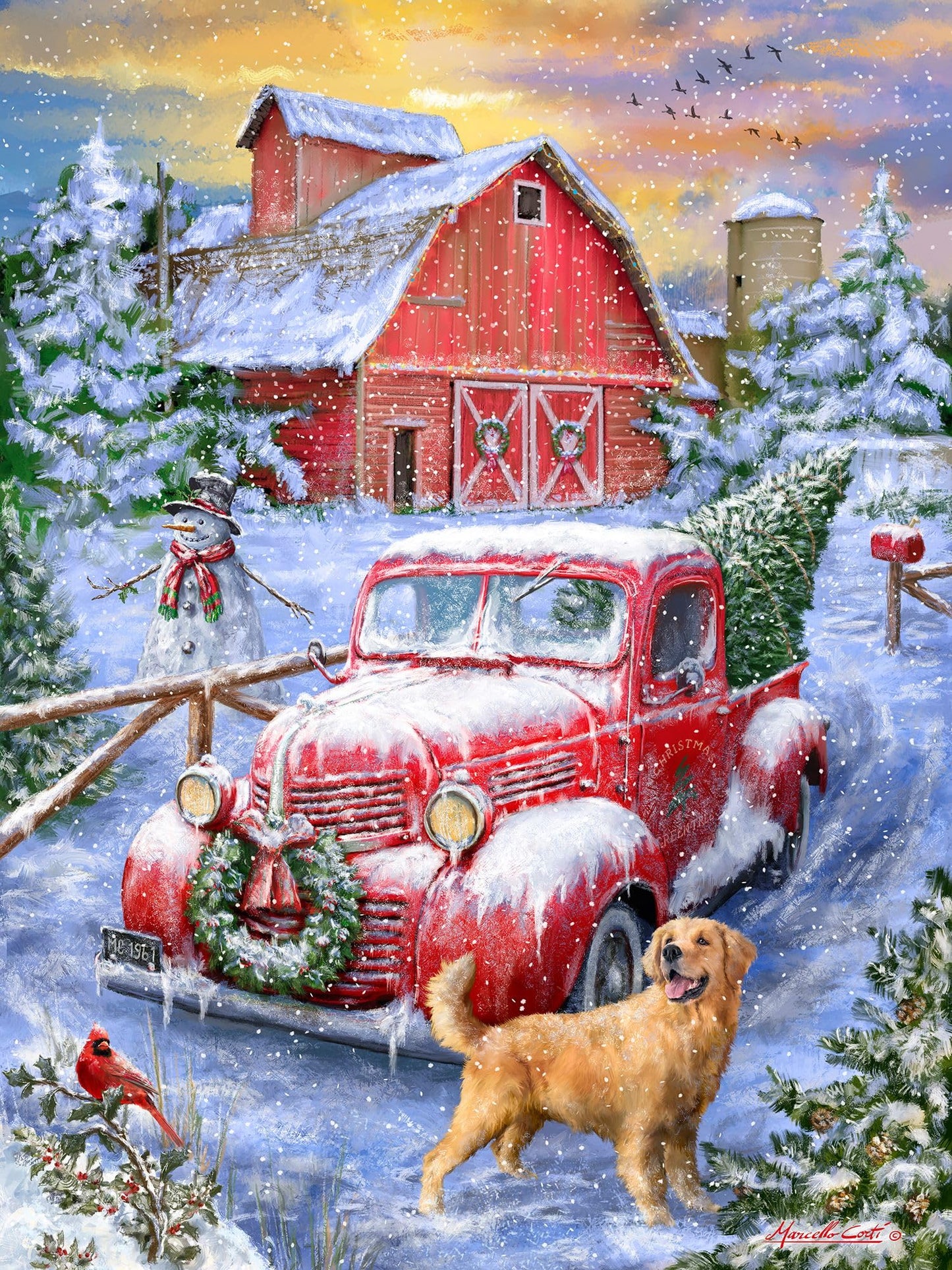 Springbok 500 Piece Jigsaw Puzzle - Nostalgic Winter Holiday Theme, Cardboard, Model 34-01694