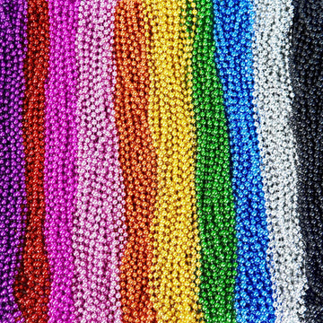 Zyflsq 300 Pcs Mardi Gras Beads Necklaces Bulk, 33'' 7Mm Multi Colors Metallic Beaded Necklaces For Party Costume Necklaces
