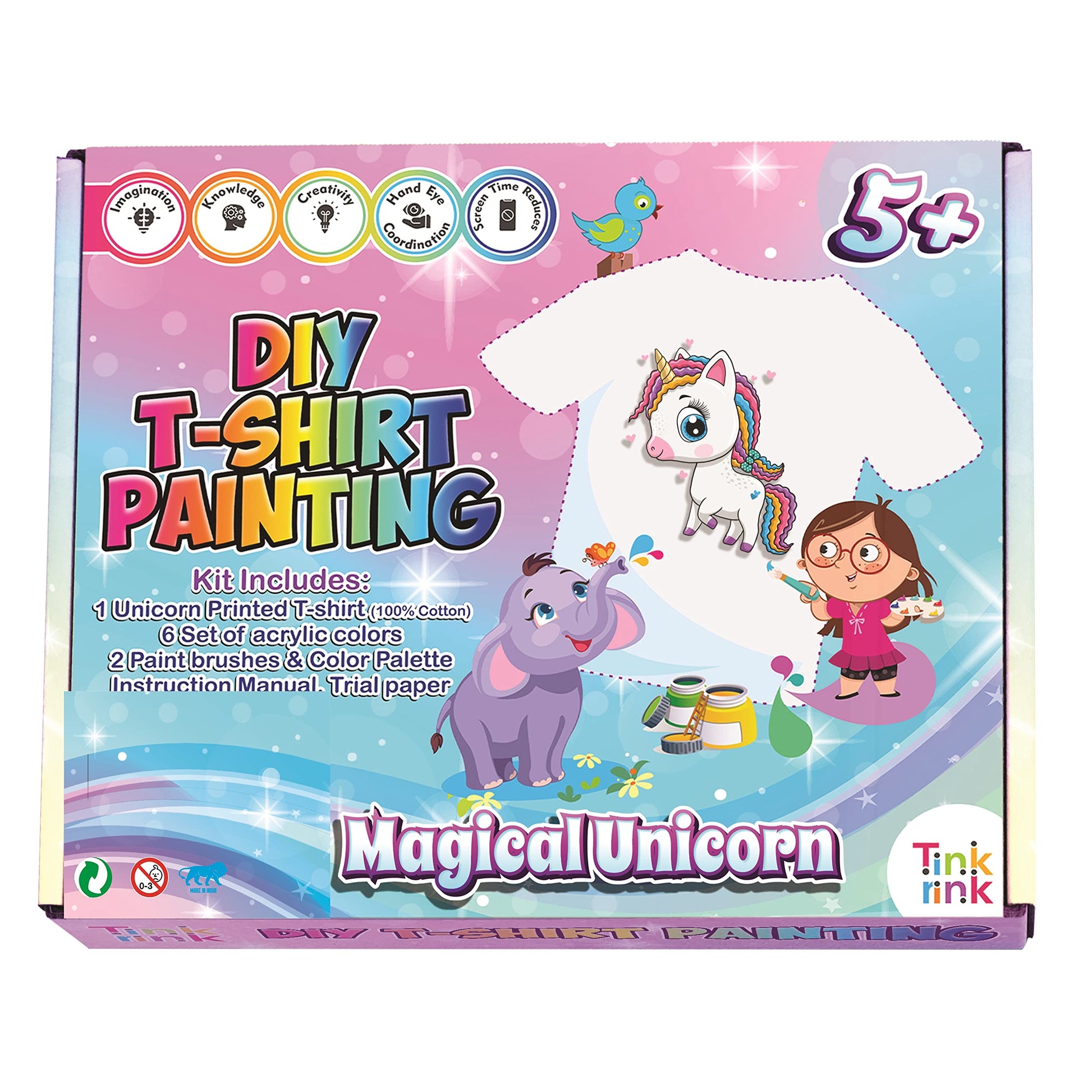 Tink Rink Diy Tshirt Painting Kit For Kids | 13-14 Years | Magical Unicorn | Diy Activity Kit For Kids | Art And Craft Kit | Art