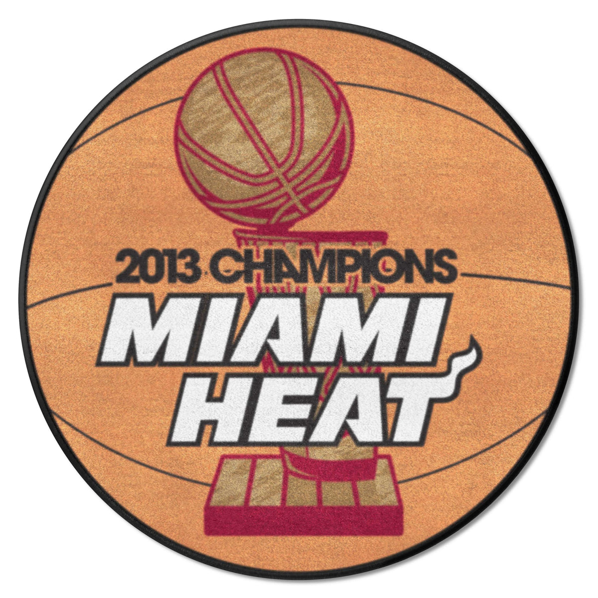 FANMATS 15186 Miami Heat 2013 NBA Champions Basketball Rug - 27in. Diameter