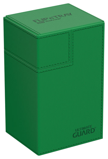 Ultimate Guard Flip 'N' Tray 80+, Deck Case For 80 Double-Sleeved Tcg Cards + Dice Tray, Green, Independent Magnetic Closure & M