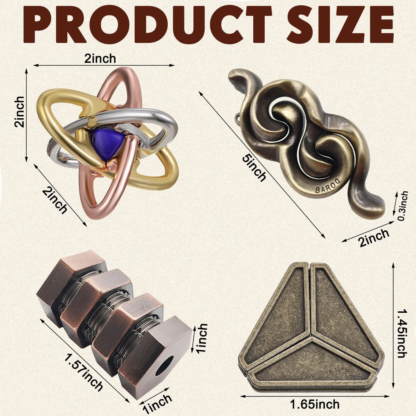 Wettarn 9 Pcs Metal Brain Teaser Puzzles Teaser 3D Steel Puzzle for mature-themeds Unlock Interlocking Puzzle mature-themed IQ Education Smart Puzzle Toys(Magic Style)