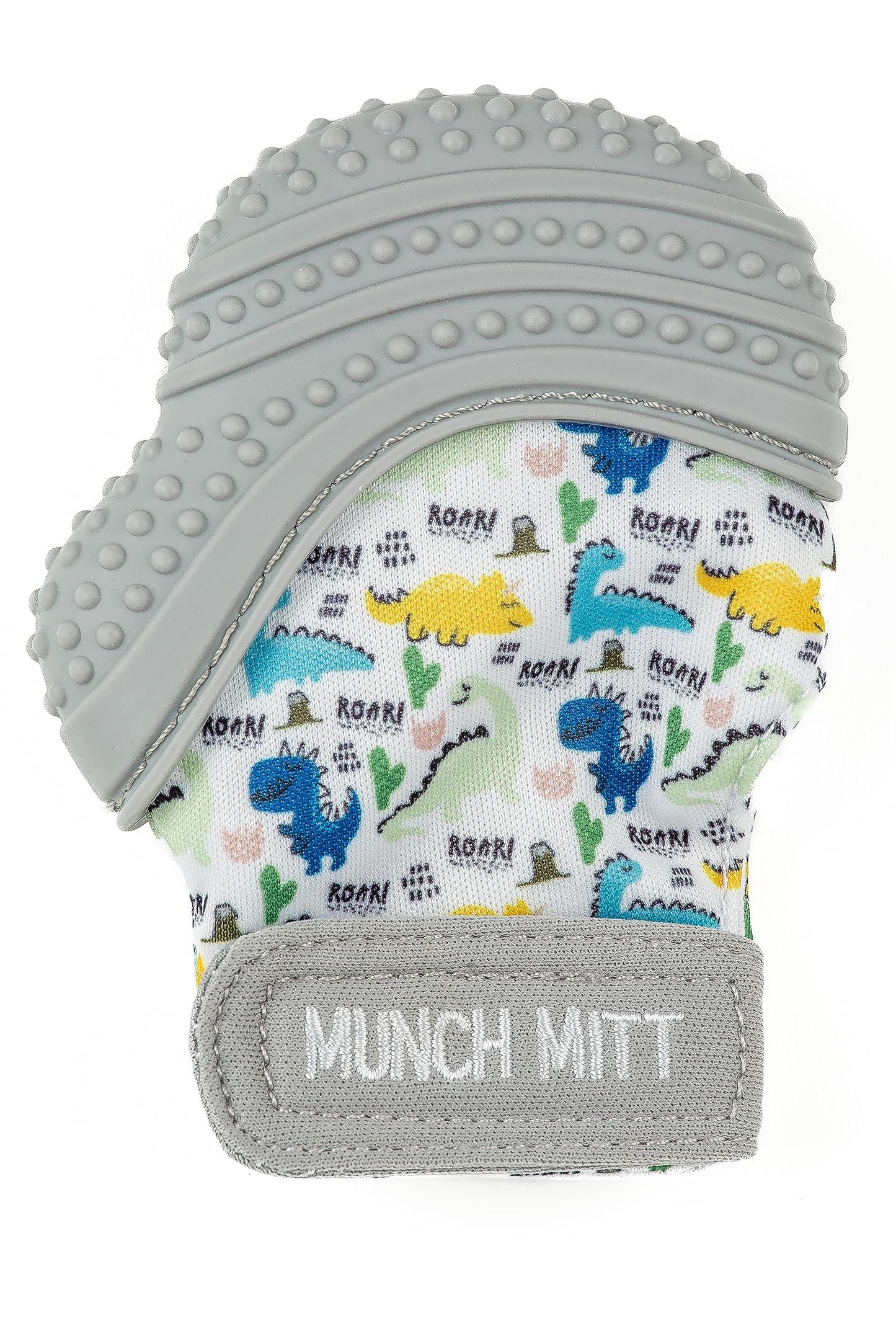 Malarkey Kids Teething Mitten - Silicone Baby Chew Toy, 1 Count, Dino Roar, Heals Gums & Promotes Stimulation