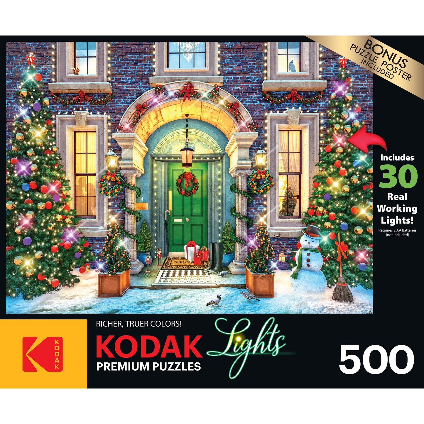 RoseArt - Kodak enhanced Holiday Light Up - Christmas Facade - 500 Piece Jigsaw Puzzle for mature-themeds