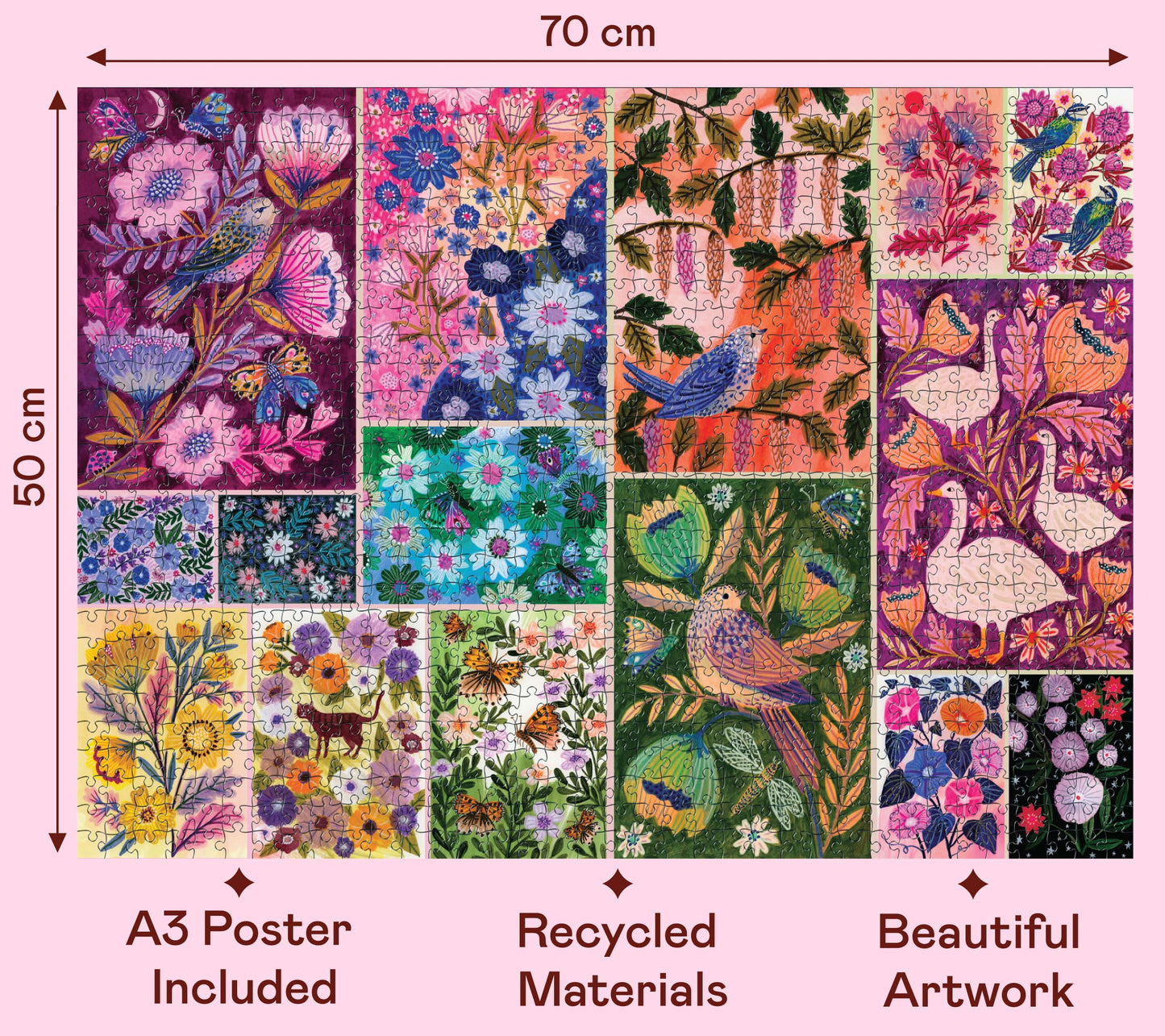 Elena Essex Jigsaw Puzzles 1000 Pieces - Nature's Garden, Puzzle 1000 Pieces, Puzzles for Adults, Colorful Animal Bird Flower Bu