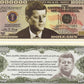 John F. Kennedy $Million Dollar$ Novelty Bill Collectible In Top Grade Currency Holder