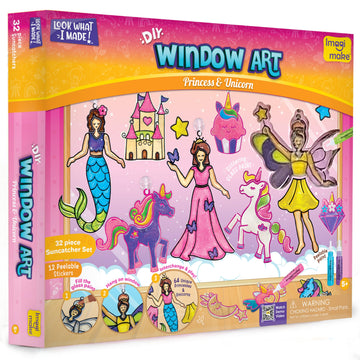 Imagimake Window Art Princess & Unicorn | Suncatcher Kit | Unicorn Toys For Girls Age 5-8 | Craft Kits For Girls Ages 8-12 | Gifts For 5 Year Old Girls