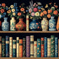 Vintage Books Flower Puzzles for Adults 1000 Pieces Vase Library Art Aesthetic Bookshelf Wildflower Pages Floral Jigsaw Puzzle I