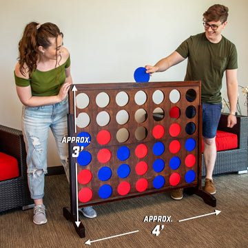 Gosports 4 Foot Width Giant Portable 4 In A Row Game - Huge Size With Carry Case And Rules, Brown