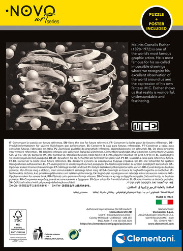 Clementoni - Novo Art Series Escher, Bond Of Union-1000-Pieces-Puzzle, Entertainment For Adults-Made In Italy, 39752
