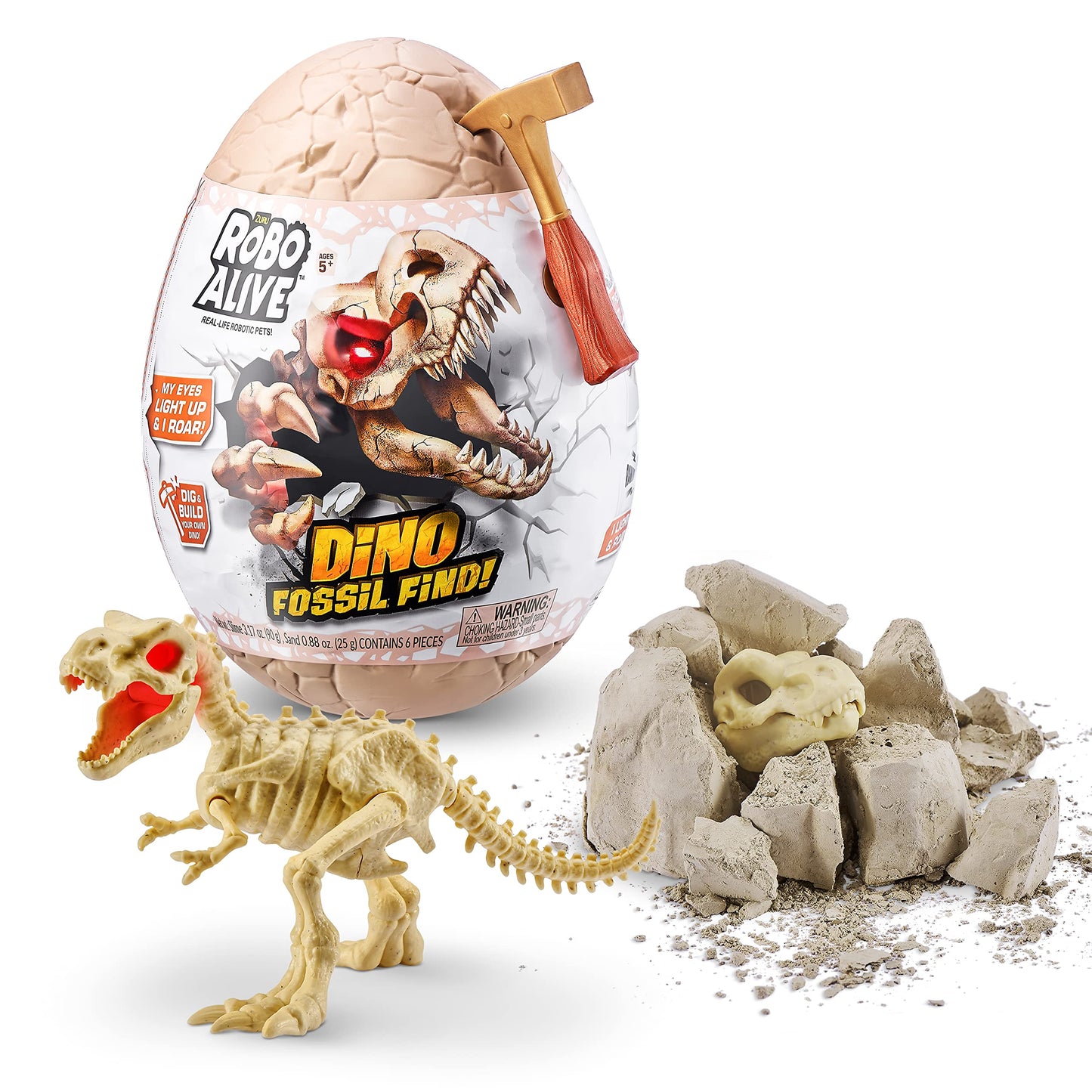 Robo Alive Dino Fossil Find - T-Rex by ZURU Excavate Dinosaur Fossils Digging Kit Collectible Toy with Slime Tyrannosaurus Rex,M
