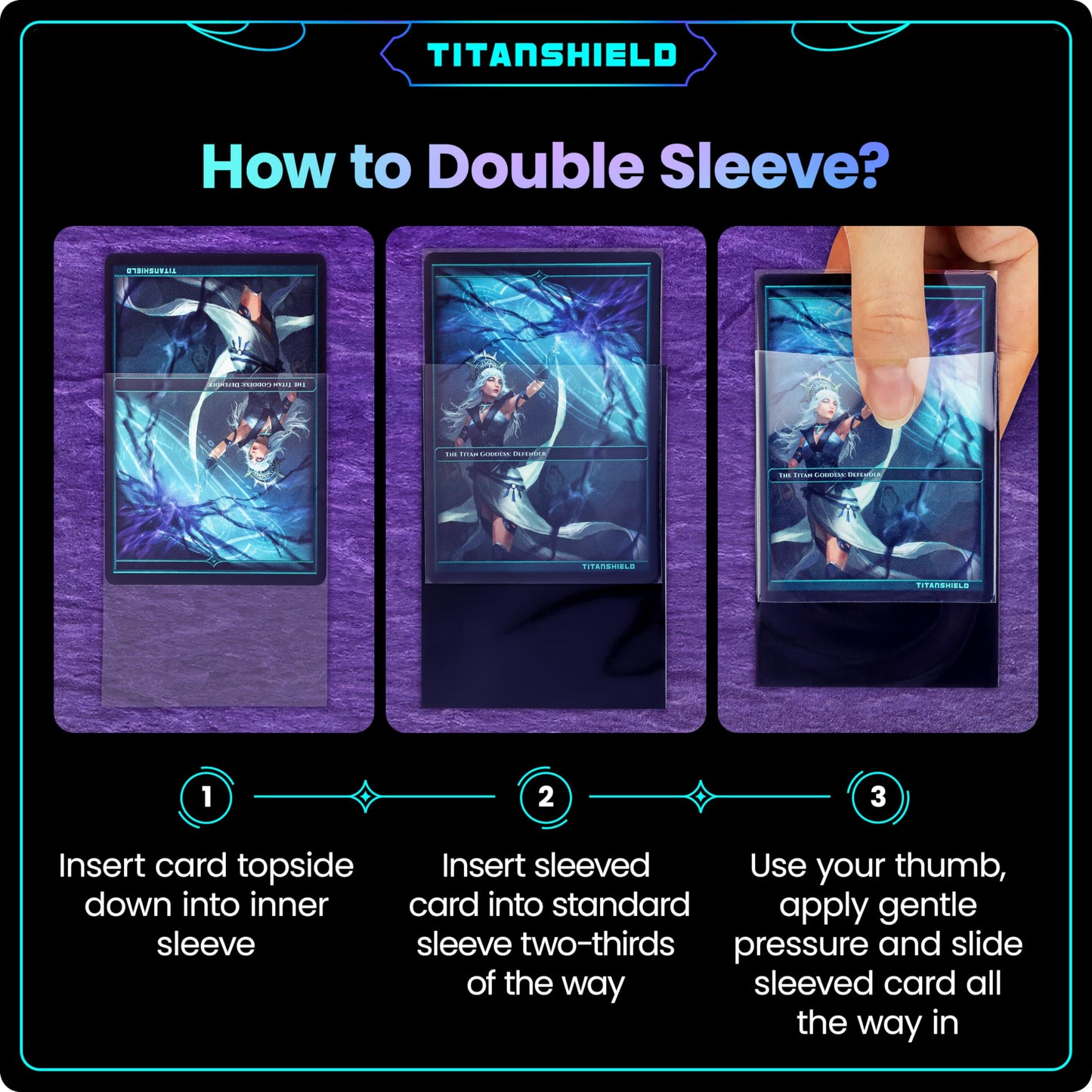 TitanShield 1000 enhanced 60-Microns Ultra Clear Standard Size Perfect Exact Fit Inner Card Sleeves. Perfect for Double-sleeving and Compatible with Pokemon Cards MTG Magic The Gathering Lorcana