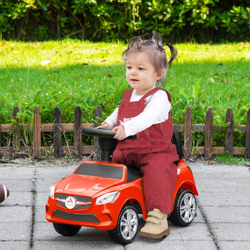 Aosom Kids Ride On Push Car, Foot-To-Floor Walking Sliding Toy Car For Toddler With Working Horn, Music, Headlights And Storage, Red