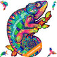 Unidragon Original Wooden Jigsaw Puzzles - Iridescent Chameleon, 202 Pcs, Medium 10.2''X13'', Beautiful Gift Package, Unique Sha