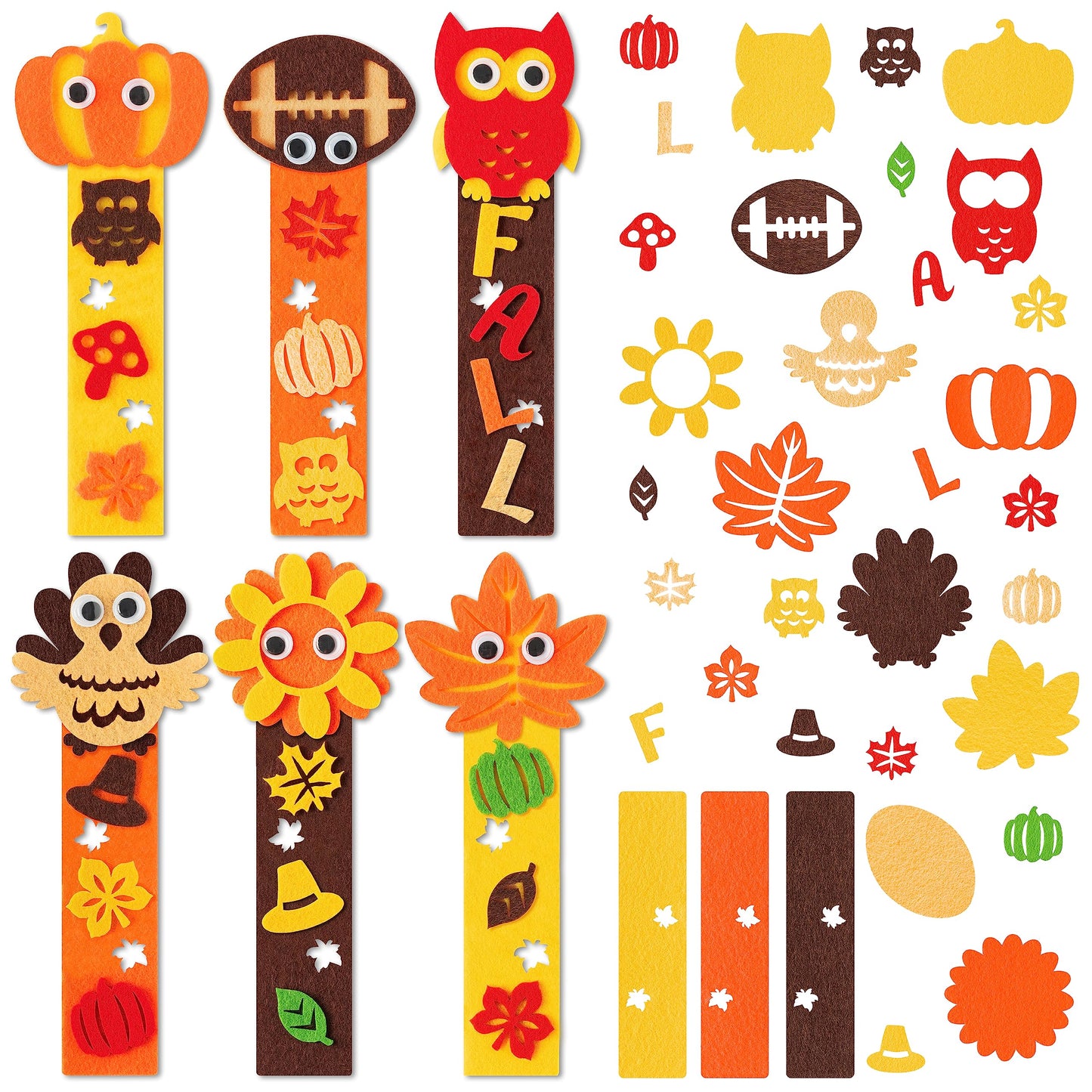 HubirdSall 24 Pack Winter Polar Animals Felt Bookmark Craft Kit, DIY Make Your Own Arctic Animal Bookmarks with Reindeer Walrus 