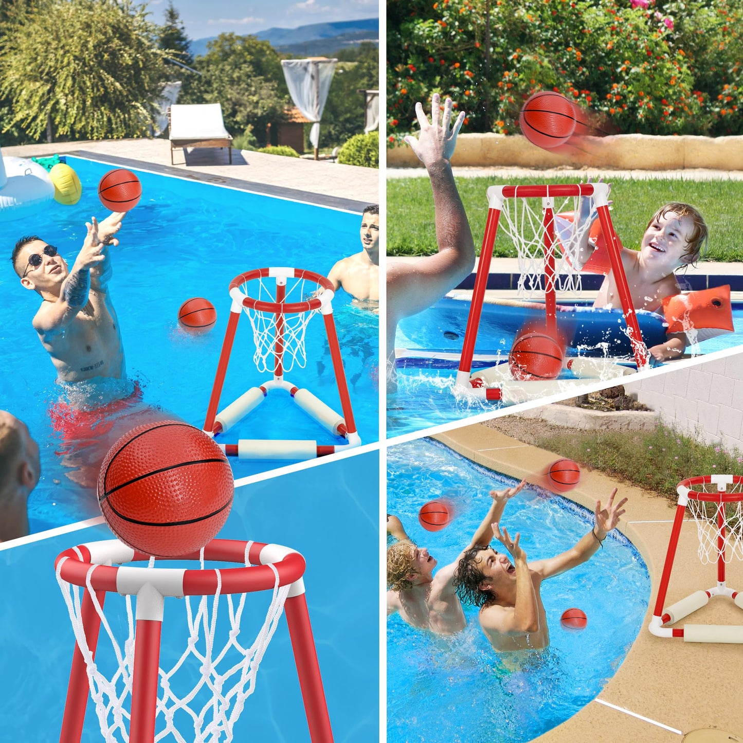 Ropodalife Pool Basketball Hoop - Floating Basketball Set For Fun Indoor Outdoor Play, Pool Games For Kids And Adults