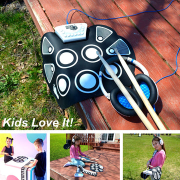 Rock And Roll It – Drum. Roll Up Portable Drum Set For Kids & Adults. Drum Practice Pad Kit For Beginners. Electronic Silicone Drum Practice Pad | Pedals | Drum Sticks