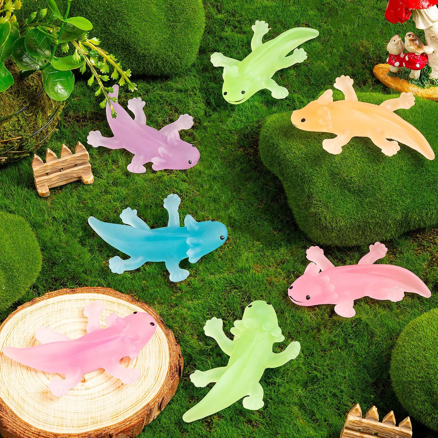 30Pcs Axolotl Animals Toys Bulk Cute Squeeze Axolotl Fidget Stress Relief, Salamander Animal Sensory Toys For Child Relax Meetin