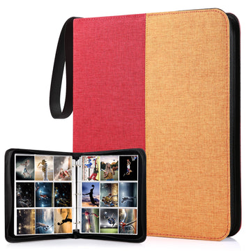 Wot I Trading Card Binder, 900 Pockets Collection Card Binder Sleeves With Polyester Fabric Cover&Zipper, Double Sided Pockets C