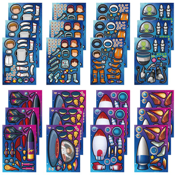 Dorgua Space Themed Make-A-Face Sticker, Make A Space Stickers For Kids Boys, Diy Crafts Stickers Face Stickers, Make Your Own S