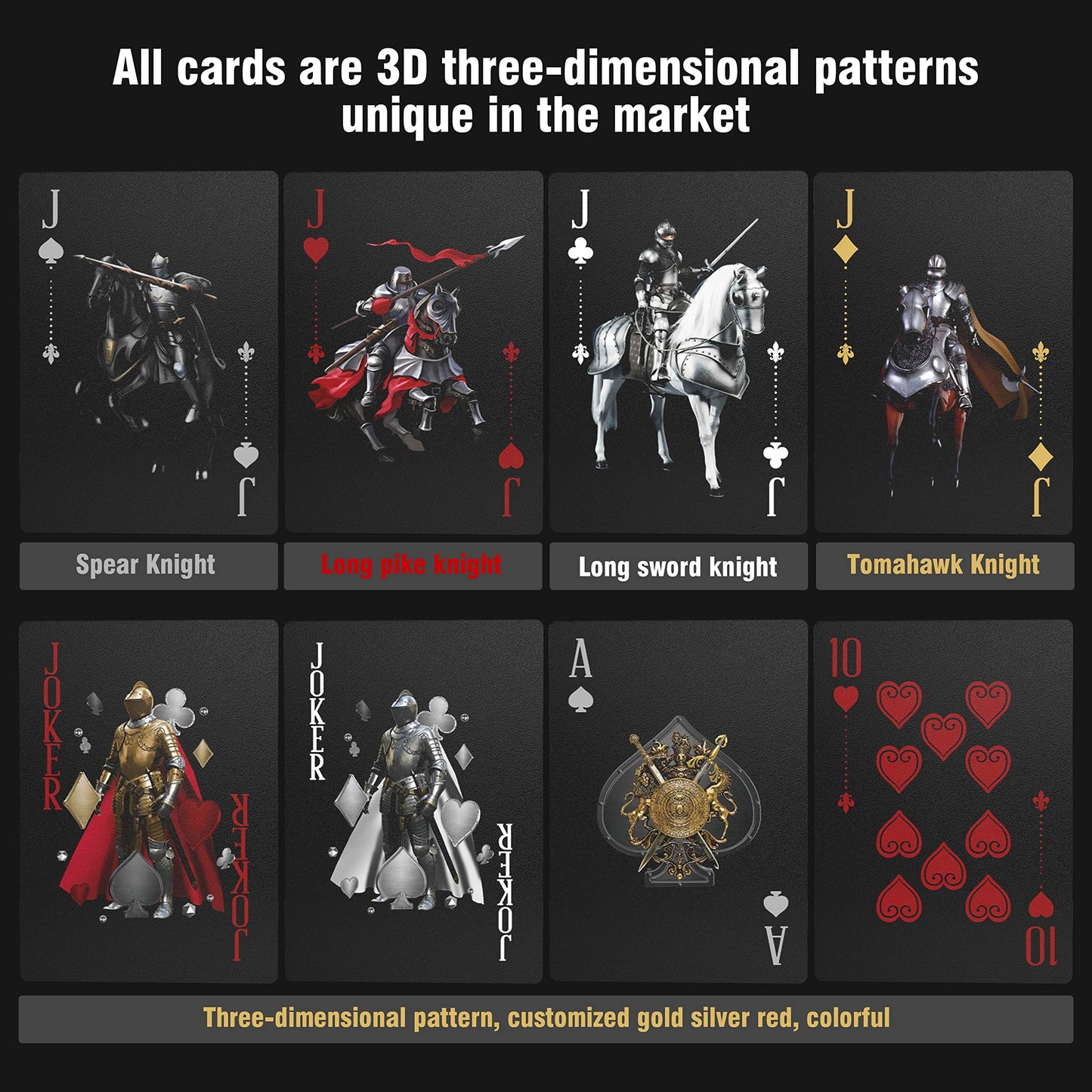 Wjpc Waterproof Playing Cards,Plastic Playing Cards,Deck Of Cards ,Game And Party Poker Cards (Knight Gold)