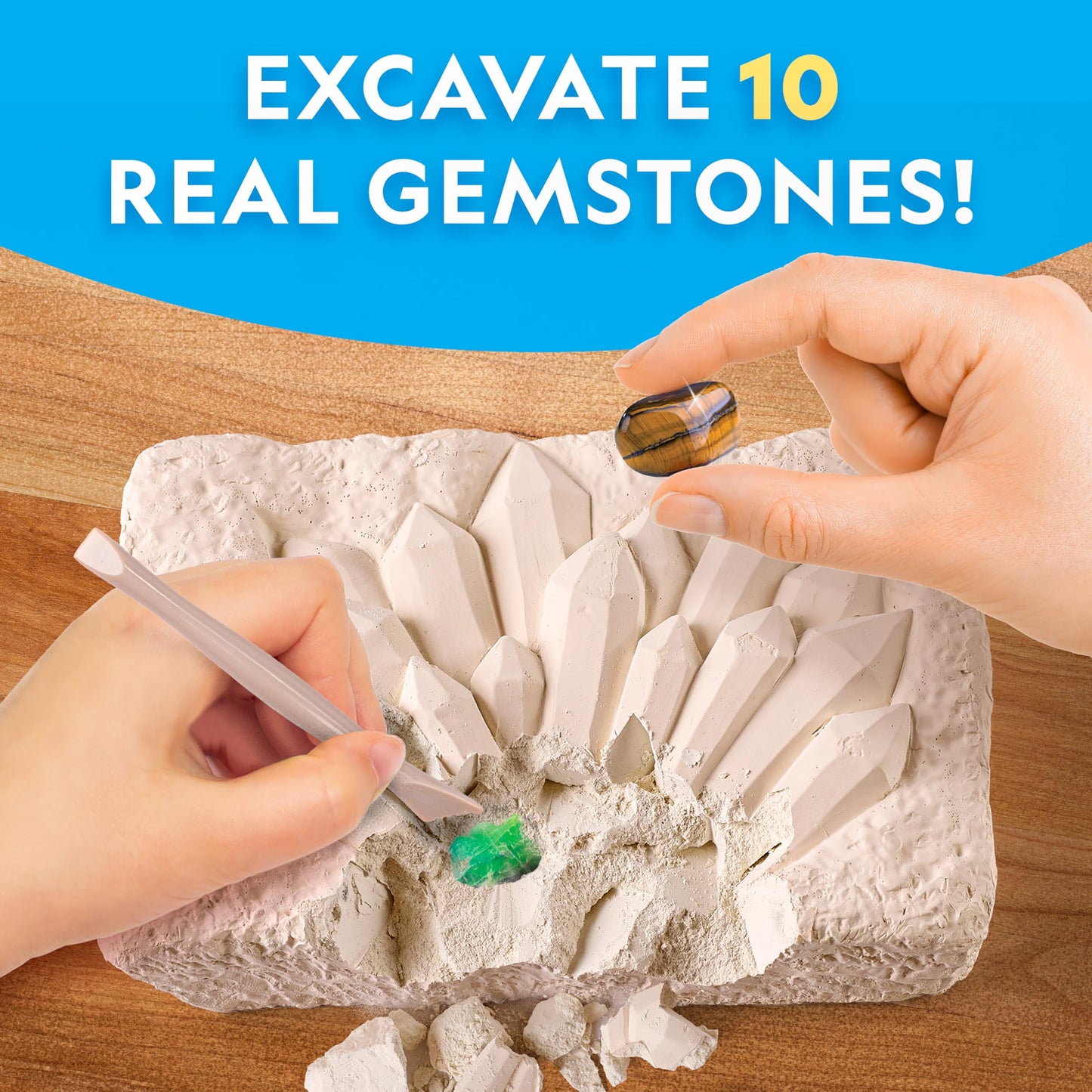 National Geographic Gemstone Dig Kit - Dig Up 10 Real Gemstones And Crystals, Science Kit For Kids, Gem Digging Kit, Gift For Gi