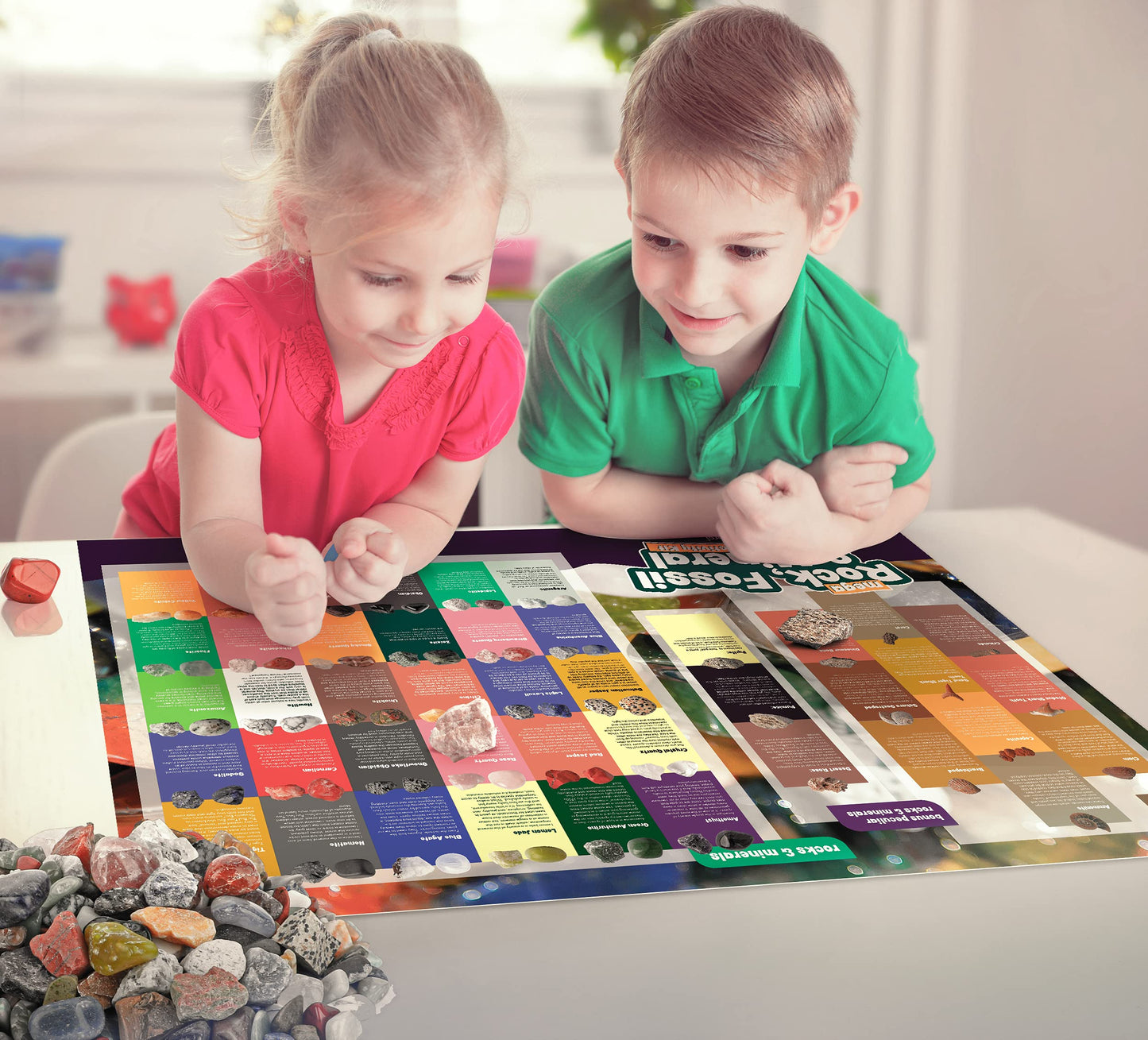 Dan&Darci Rock Collection for Kids - 250+ Bulk Rocks, Gemstones & Crystals - 2 Lbs. STEM Science Toys for Ages 6+ - Multicolor