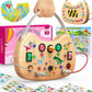 Flycoost Montessori Toddler Busy Board, Wooden Busy Board With 17 Led Lights, Travel Toys For Toddlers 1-3 Years, Light Switch T