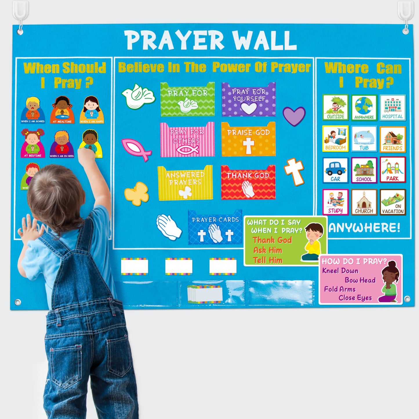 WATINC 37Pcs Prayer Wall Felt Story Board Set with Story Card, Prayer Bulletin Board Accessories, Religious Flannel Felt Stories