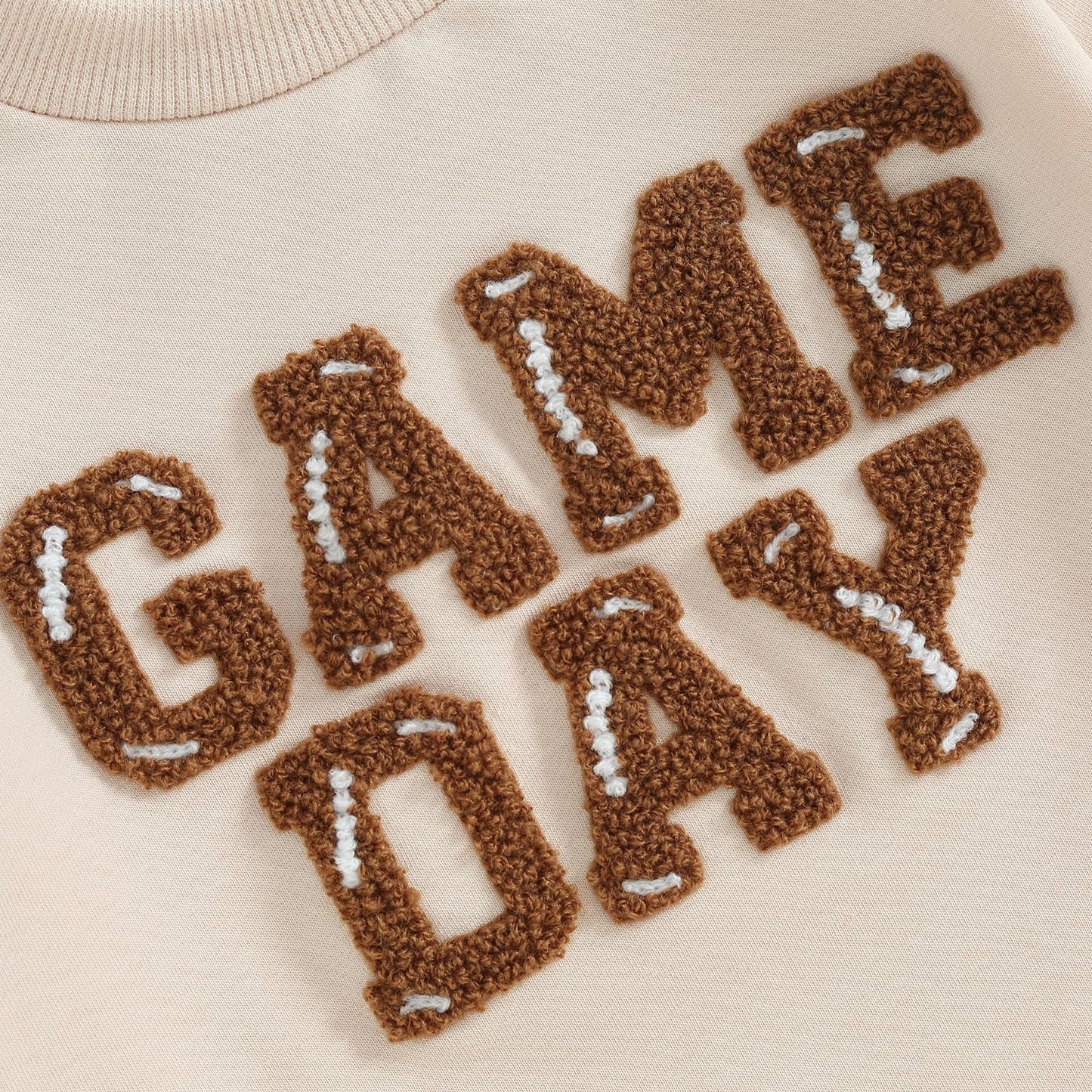 Fybitbo Baby Football Outfit Girl Boy Sundays We Watch Football With Daddys Mommy Onesie Fall Winter Baby Clothes (12-18 Months,Cream Football Onesie)