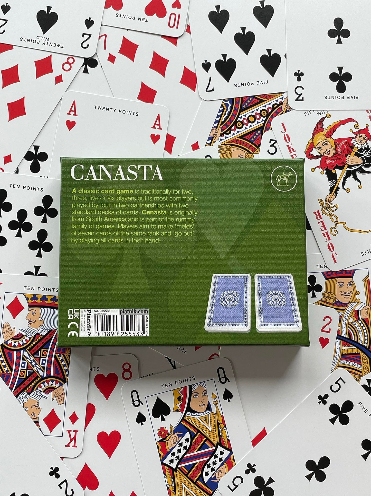 Gibsons Piatnik Canasta Card Game - Green Playing Cards, Model GIBP2555, Card Material