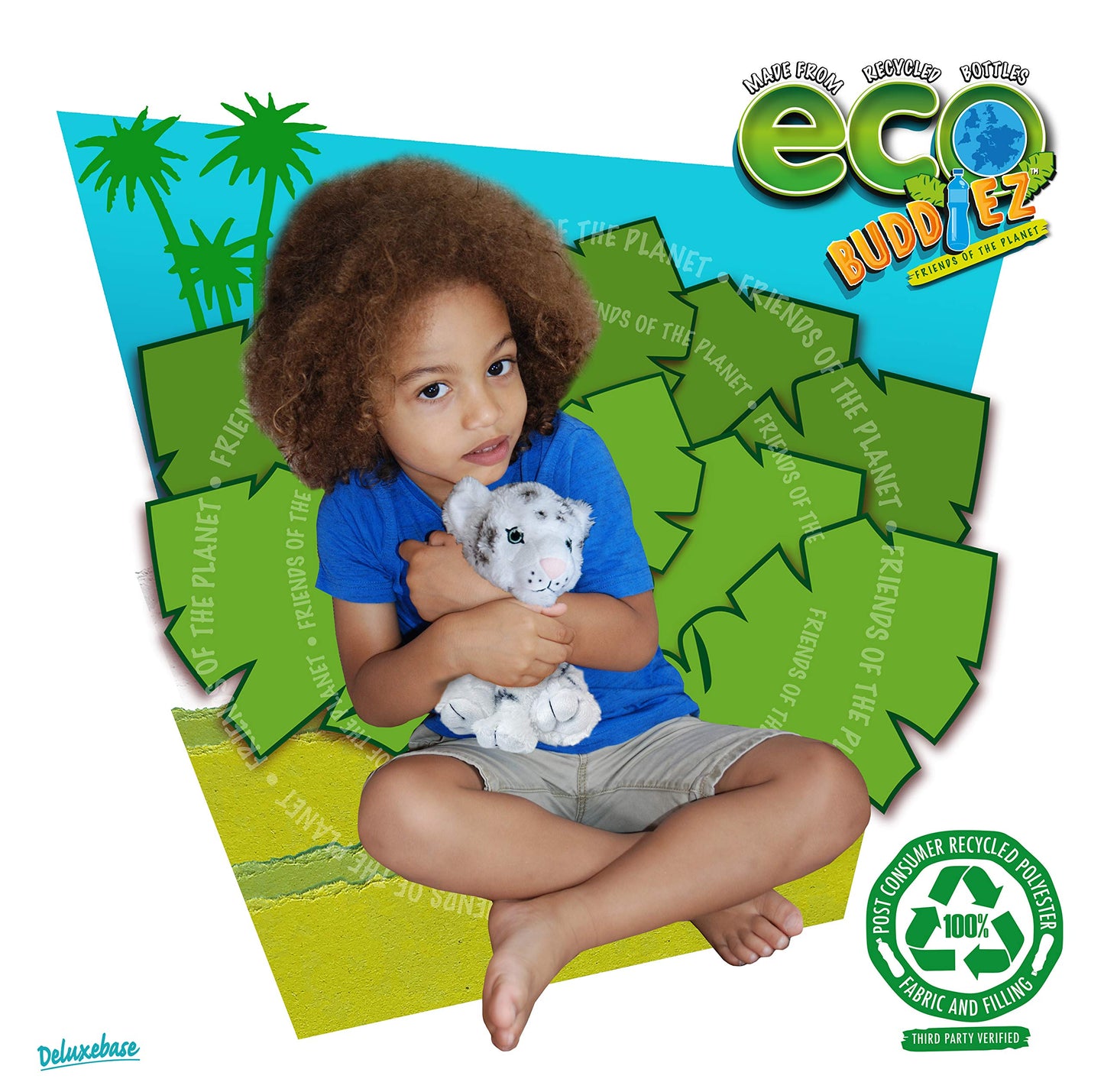 Ecobuddiez - White Tiger From Deluxebase. 8-Inch Sustainable Plush Animal From Recycled Materials, Eco-Friendly Soft Stuffed Toy