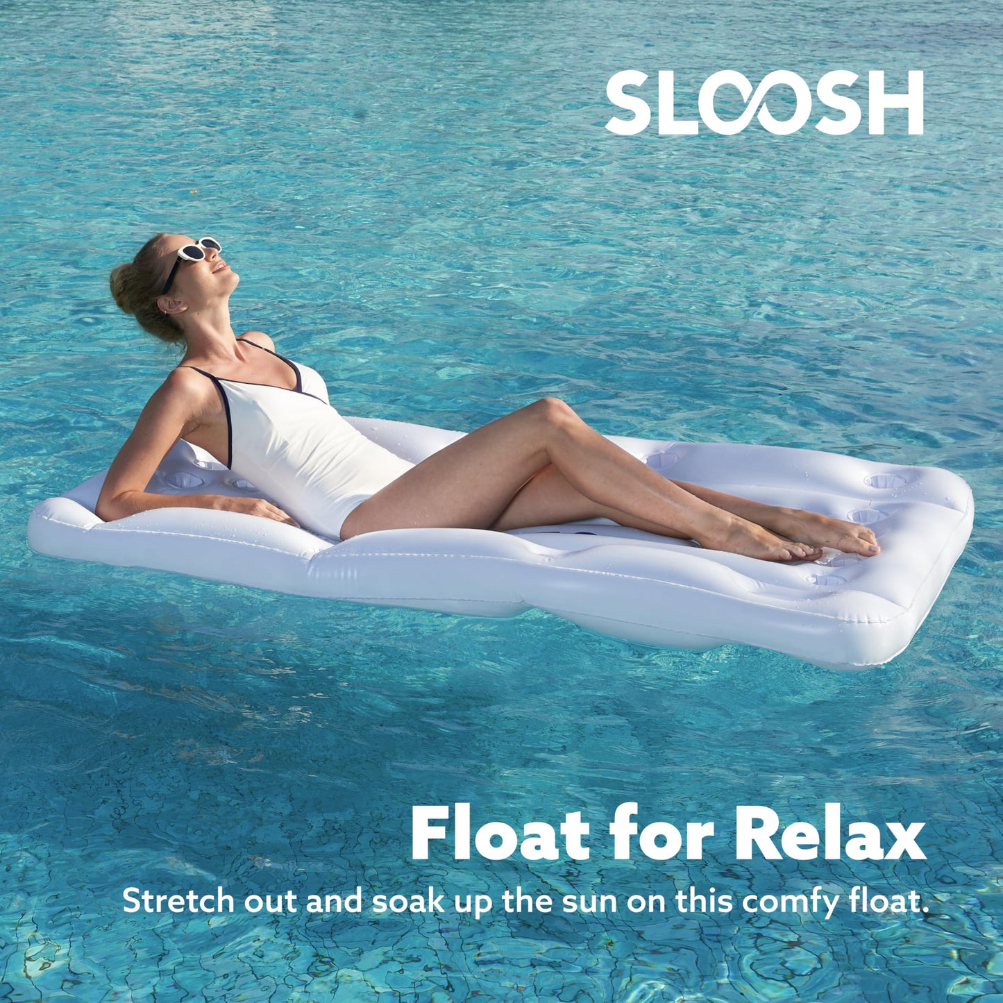 Sloosh Pool Games For Adults Pool Floats Inflatable Pong Table Floating Water Games Party 6X3 Ft With 10 Pong Balls And Cup Hold